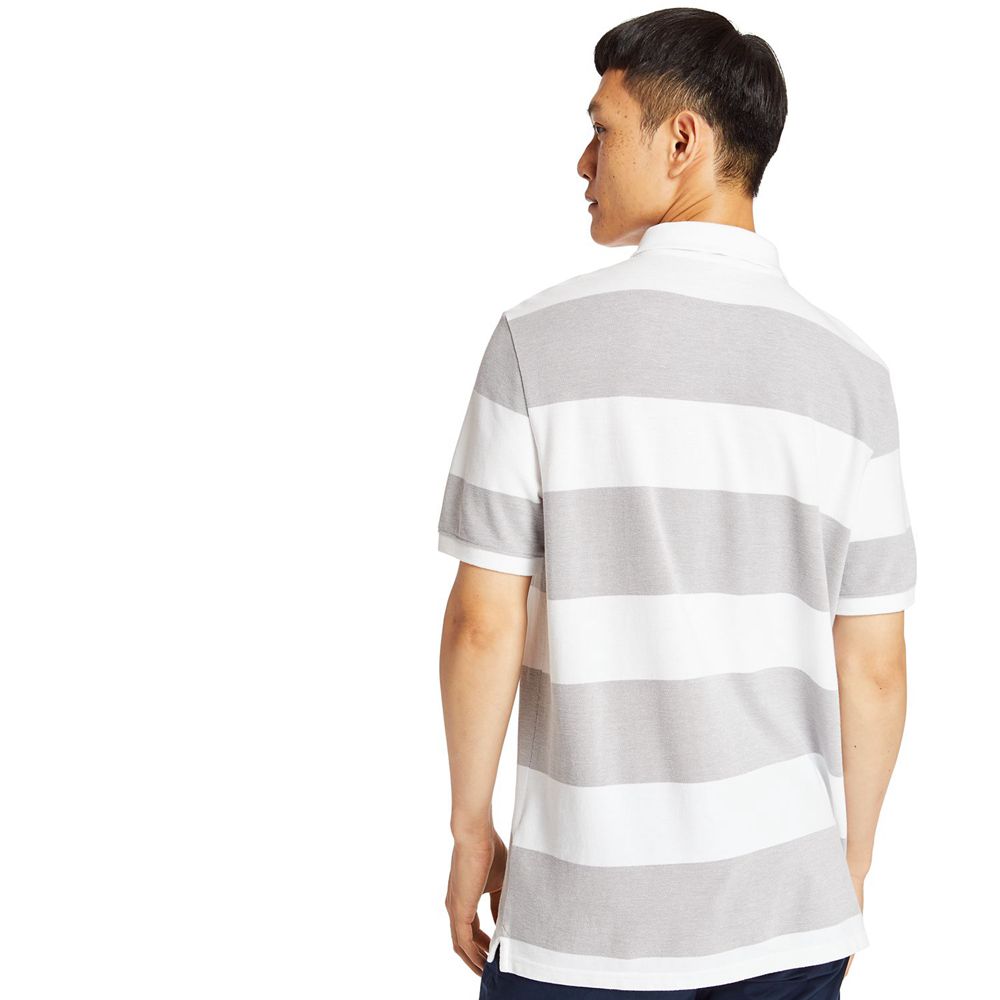 Timberland Mens Polo Keene River Striped Shirt - Grey/White - India SV9780123